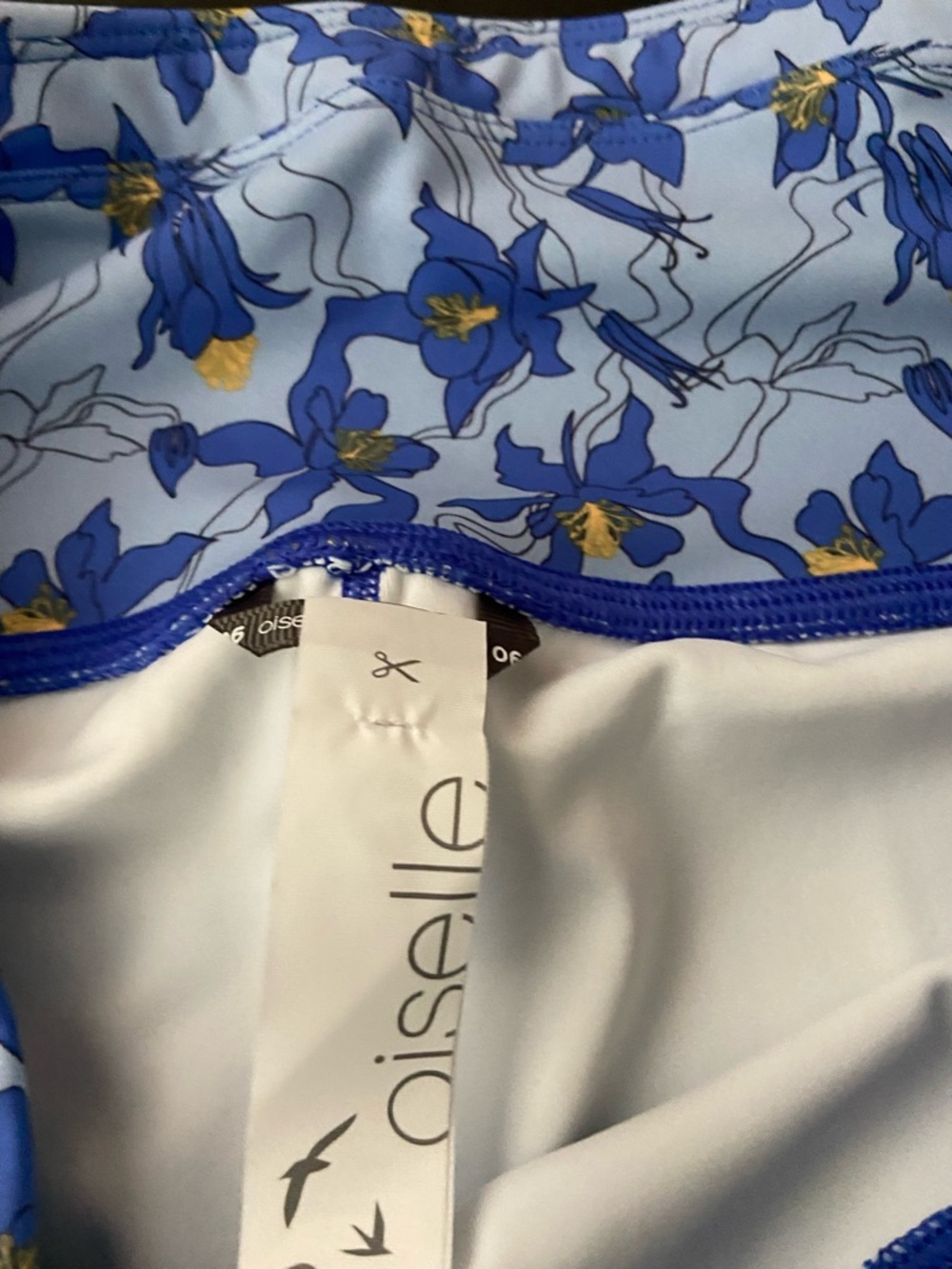oiselle Blue Floral pockito 1/2 tights - Picture 5 of 8
